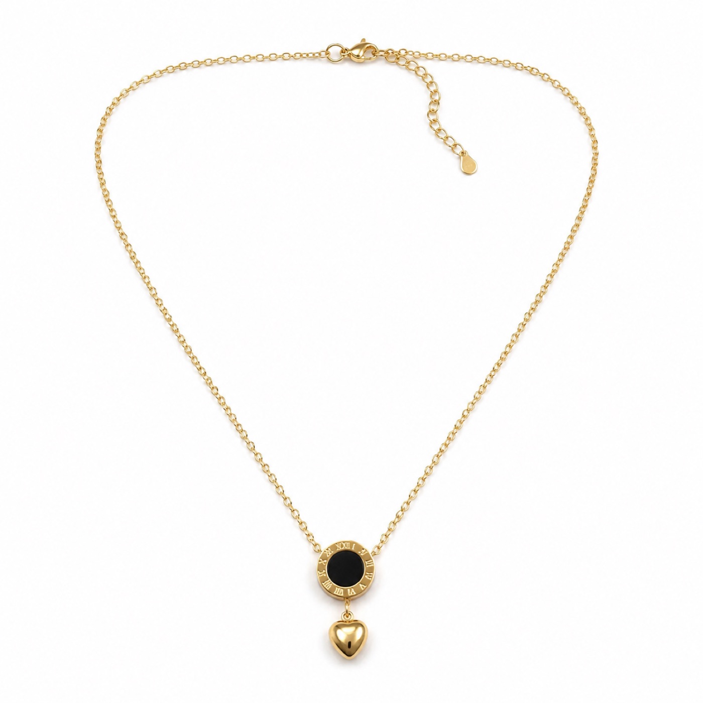 Black Stone Drop Pendant Necklace