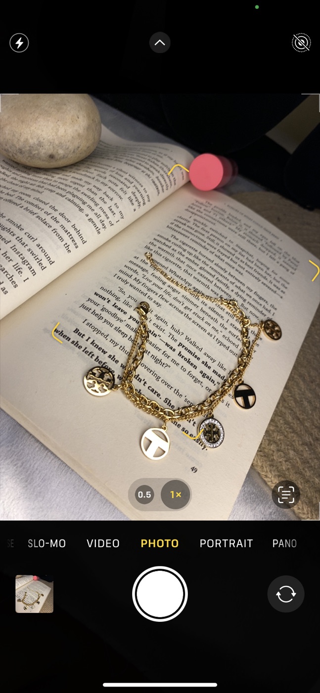 Gold Black Enamel Logo Charm Bracelet