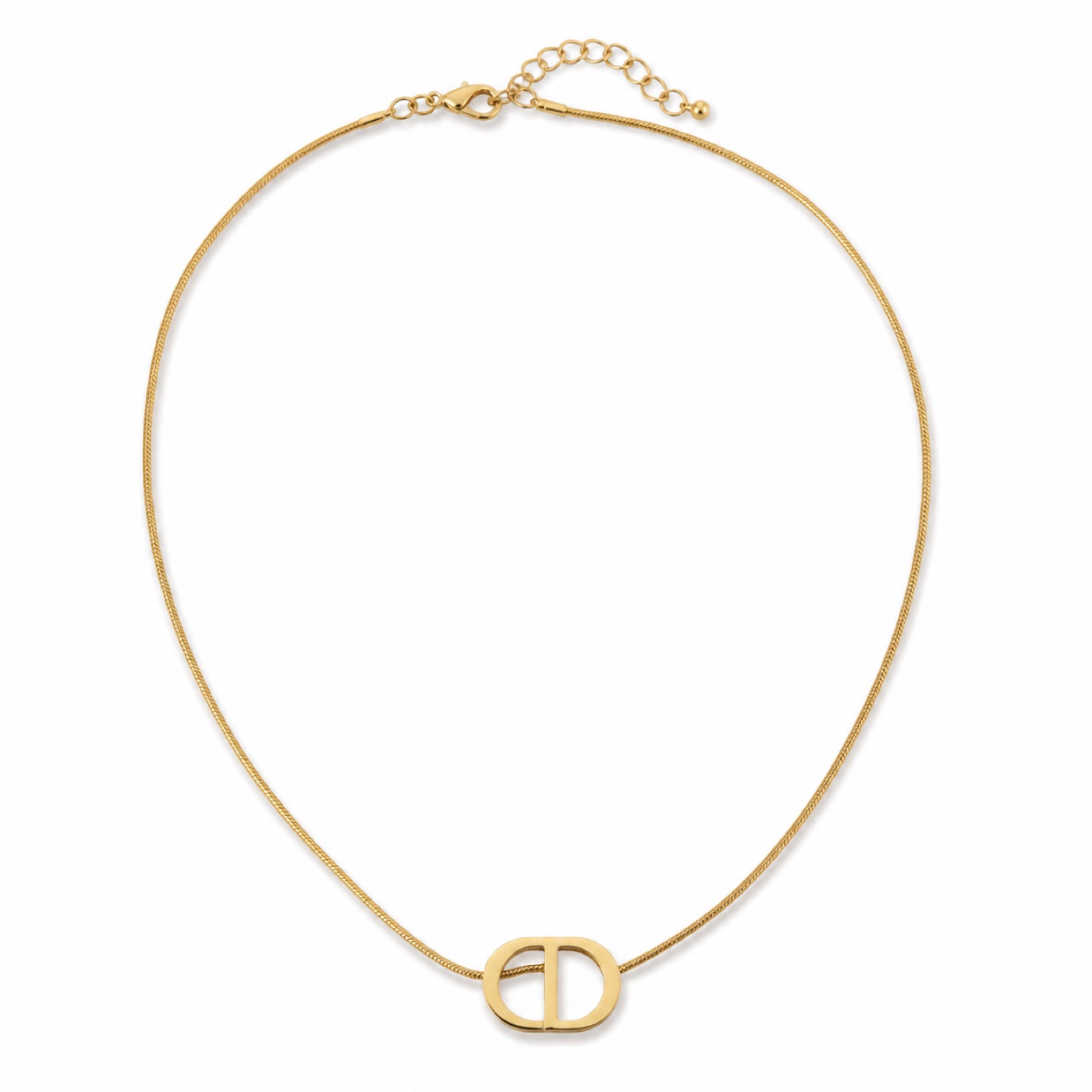 Gold Oval Link Pendant Necklace