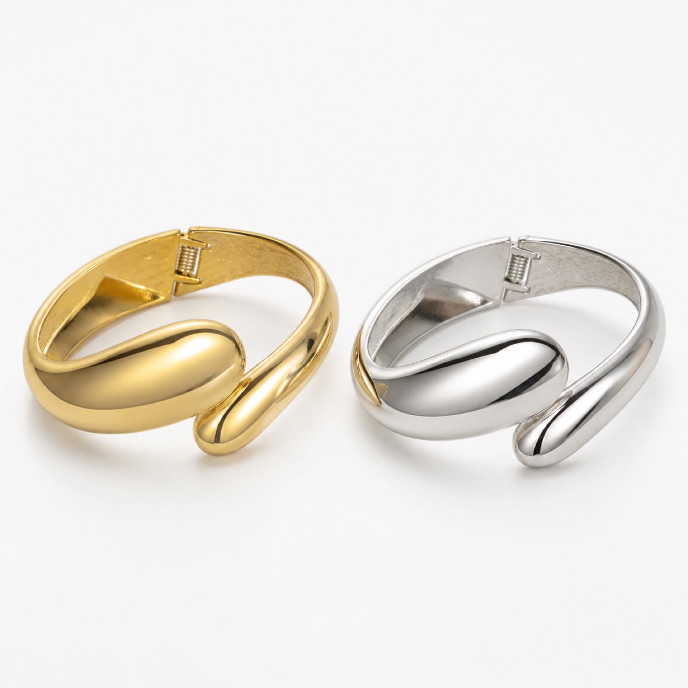 Gold + Silver Abstract Cuff Bracelet Set