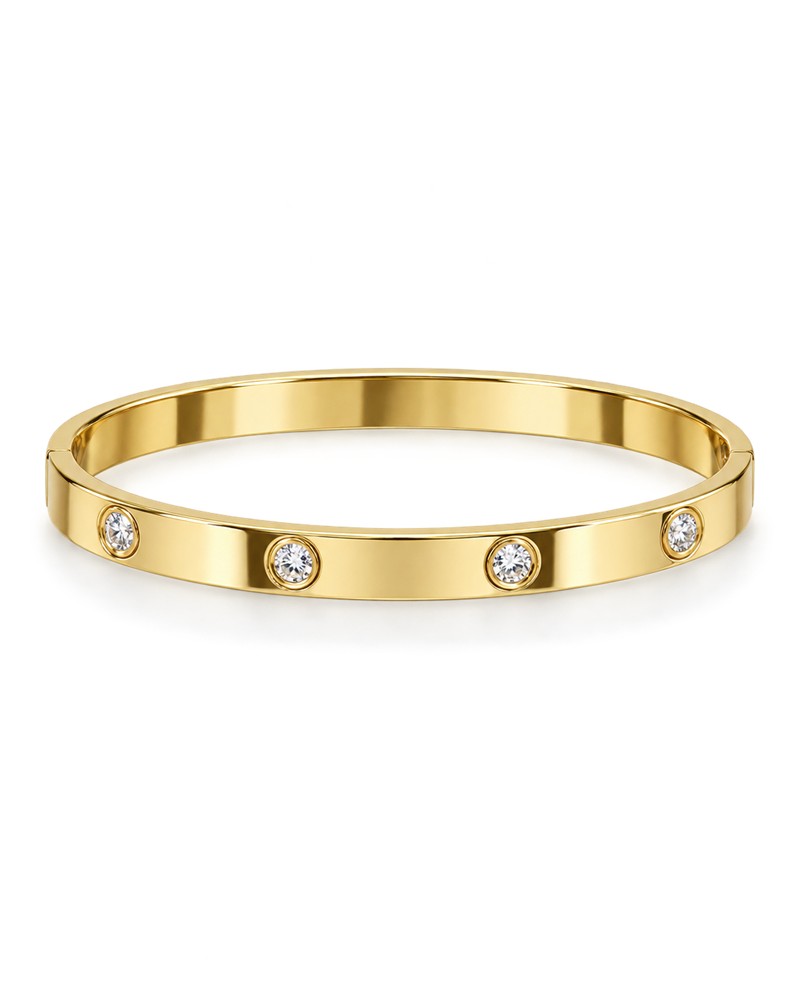 Gold Round Stone Bangle